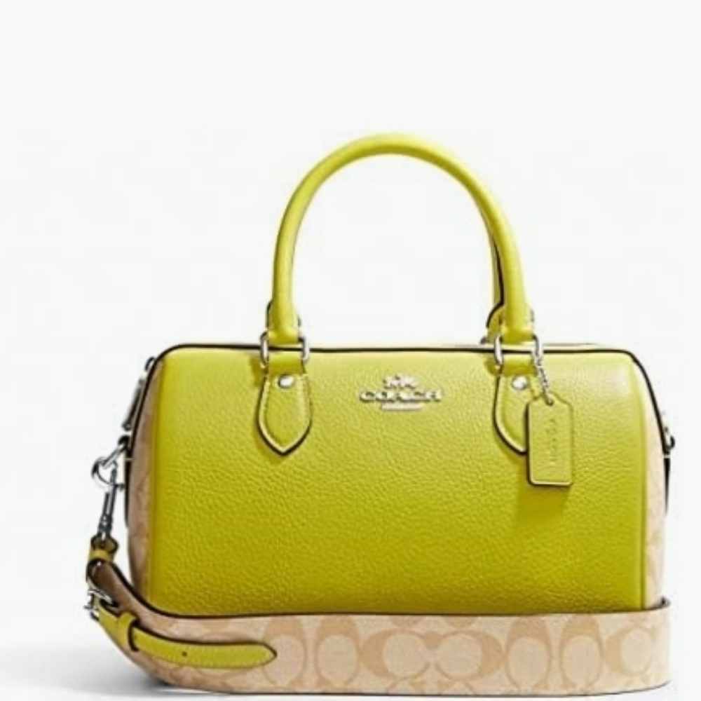 Coach Rowan Satchel in Signature Canvas, Key Lime Colour with Silver Harβ¦